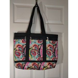 Iscream large travel tote bag paisley peace hearts rainbow beach women Read!